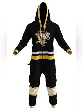 Men's Pittsburgh Penguin Hooded Footie Onesie with Team Logo